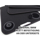 Fußmatten für BMW 4er Coupe G22 / Cabrio G23 / M4 (ab 2020) Velours Doppelnaht Rot-Blau Premium Autoteppich 4x Matten Original Klett Befestigung